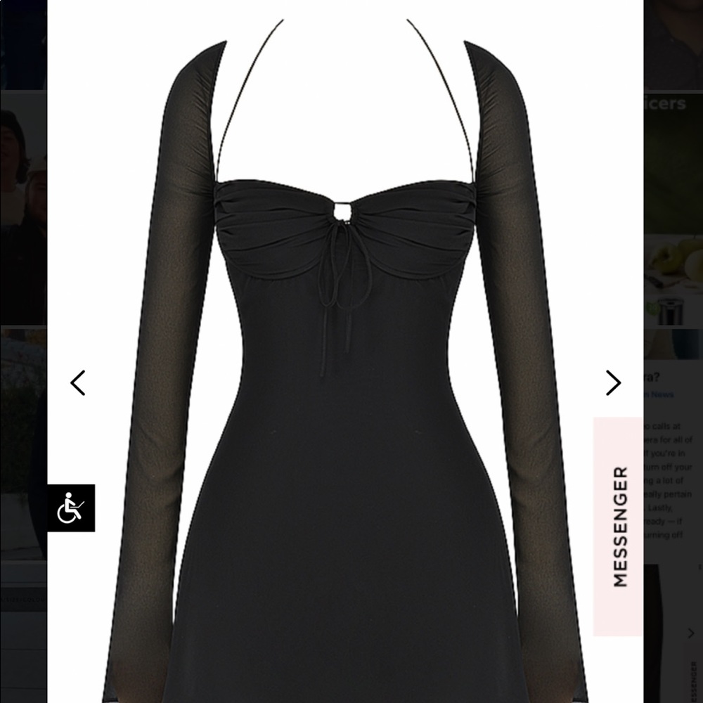 House of CB Black Chiffon Mini Dress- NEW